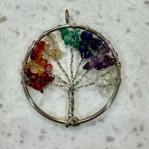 7 STONE CHAKRA TREE OF LIFE HEALING CRYSTAL STONE PENDANT